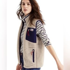 Penfield Beige and Navy Fleece Vest